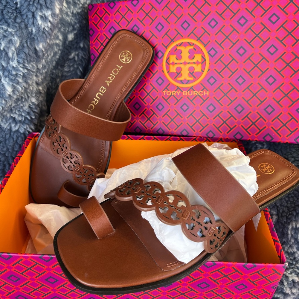 Brand new never worn beautiful brown TB sandals